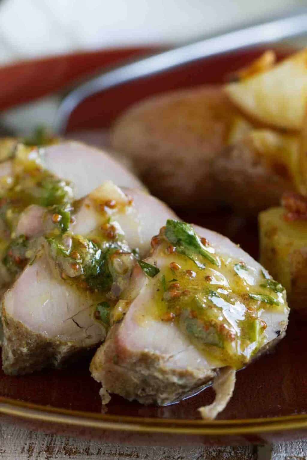 Roasted Pork Tenderloin with Mustard Sauce - Taste and Tell