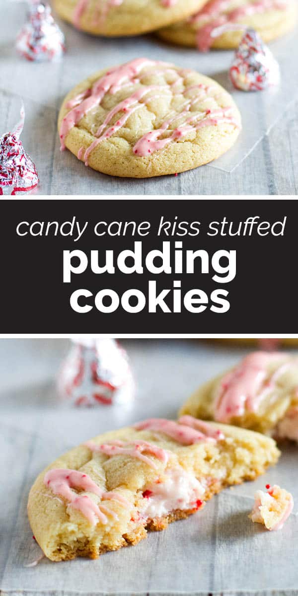 Candy Cane Kiss Stuffed Pudding Cookies - Taste and Tell