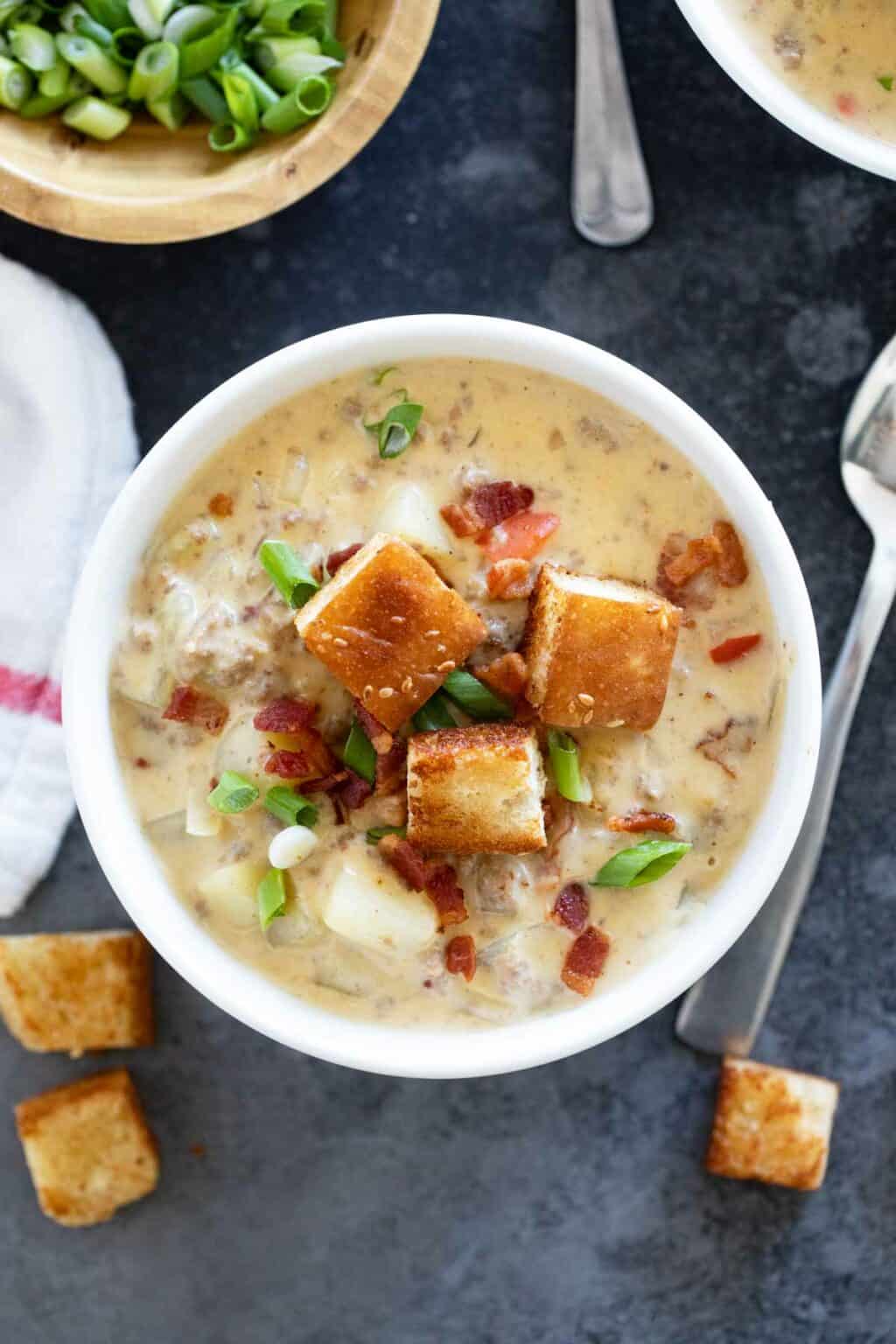 Bacon Cheeseburger Chowder - Taste and Tell