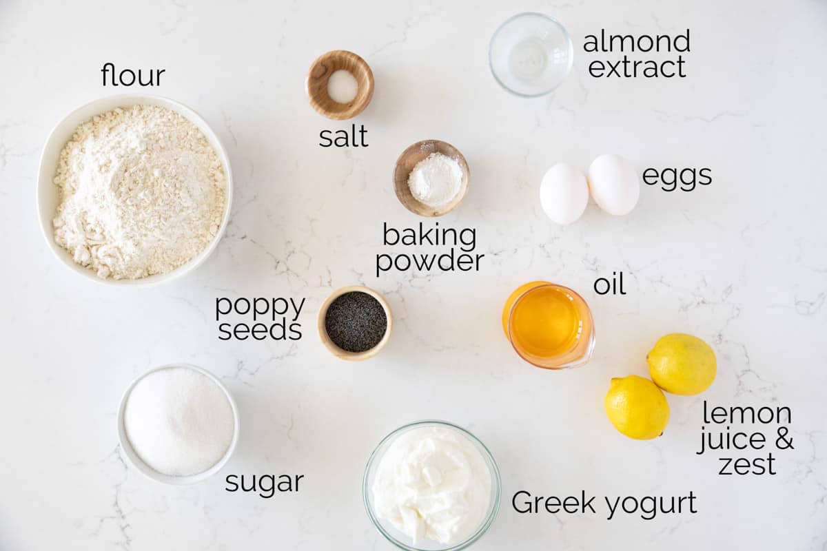 Ingredients to make Lemon Poppy Seed Muffins