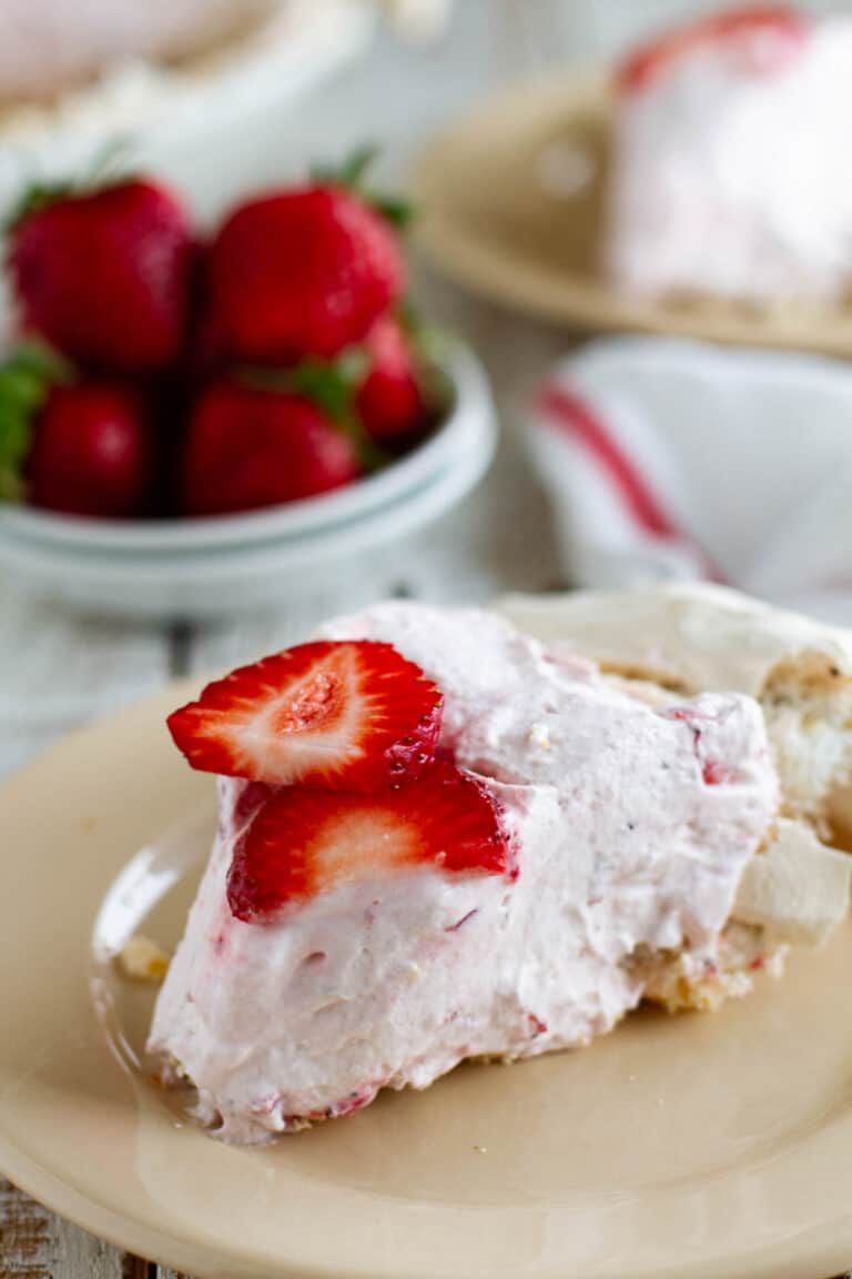 Strawberry Cream Angel Pie - Taste and Tell