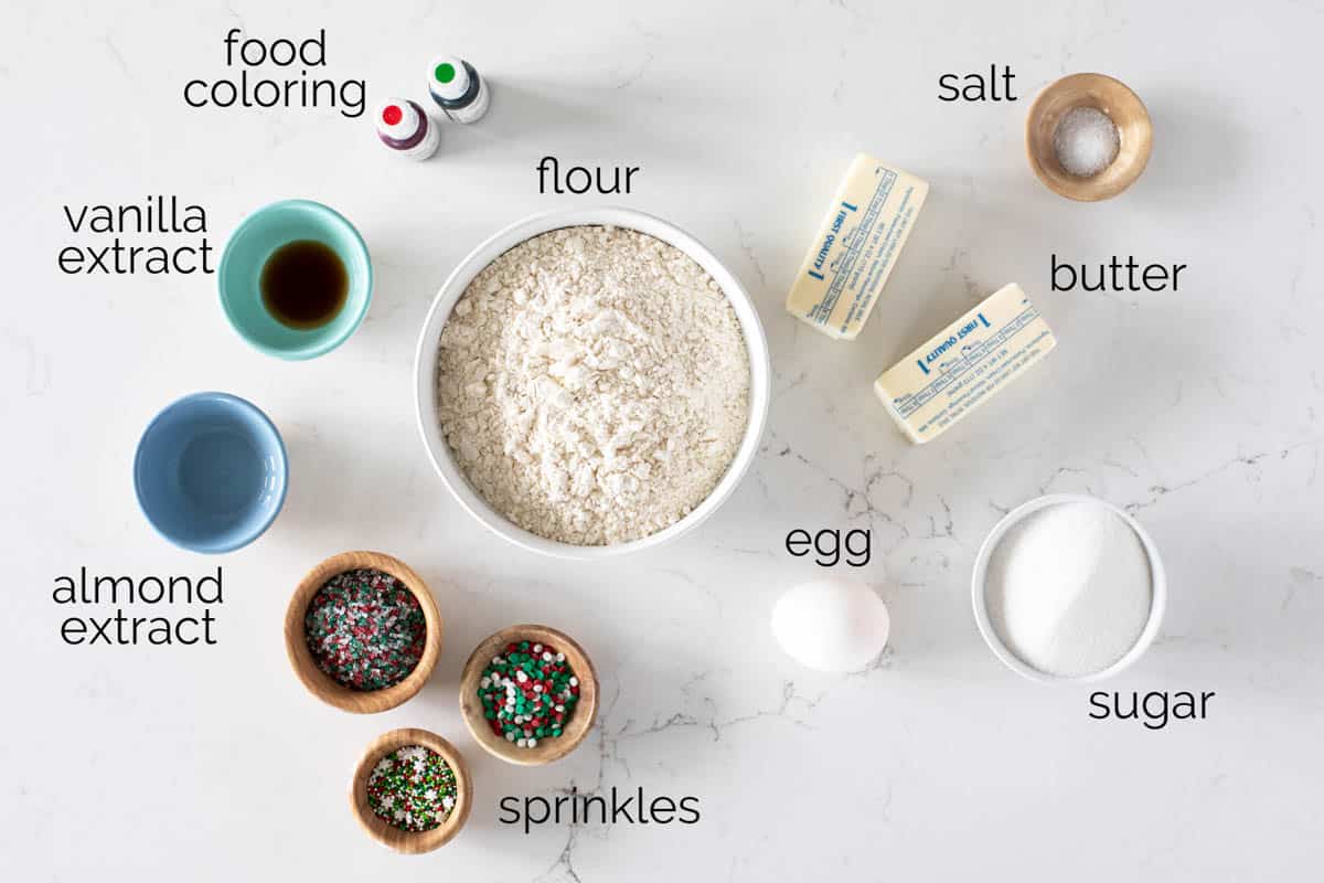 Ingredients for Spritz Cookies.