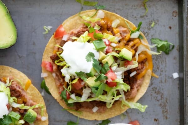 Ground Beef Tostadas Recipe with Beans - Taste and Tell