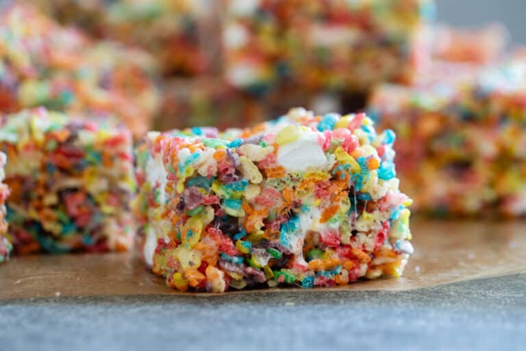 Fruity Pebble Rice Crispy Treats - Taste and Tell