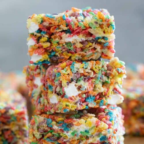 Fruity Pebble Rice Crispy Treats - Taste and Tell