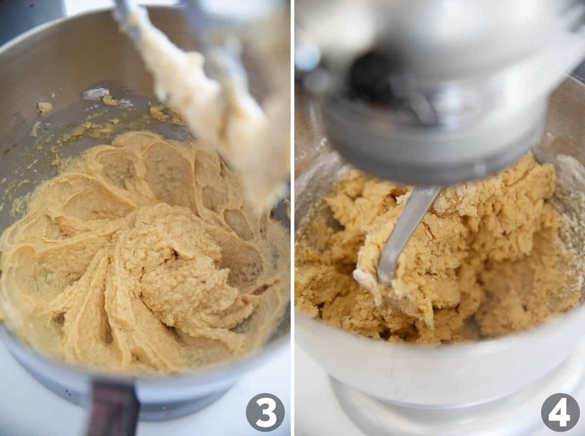 Steps to make batter for Cookies and Cream Cookies.