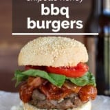 Chipotle Honey BBQ Burgers with text overlay.