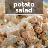Potato Salad with text overlay.