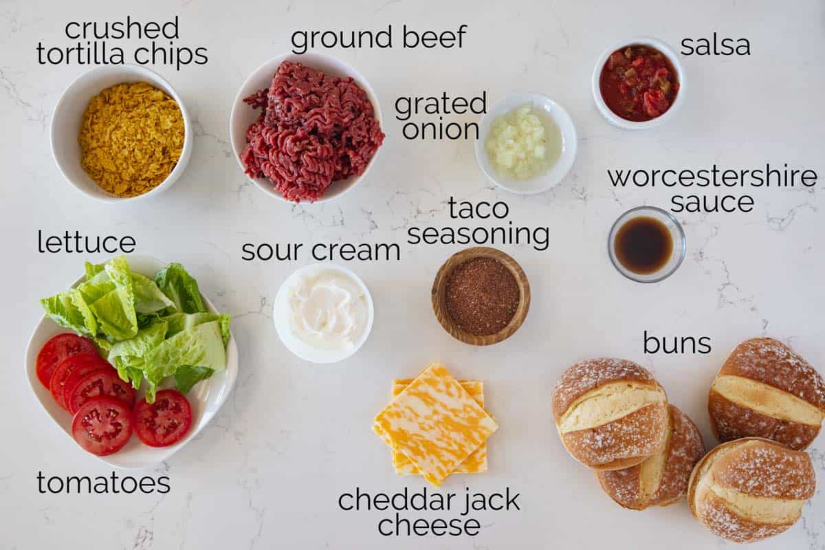 Ingredients to make Taco Burgers.