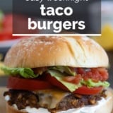 Taco Burgers with text overlay.