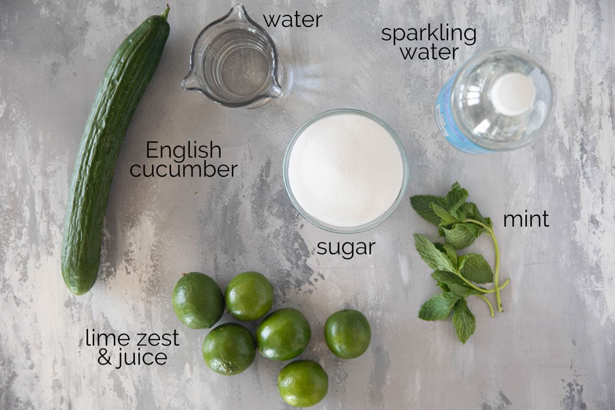 Ingredients to make Cucumber Limeade.