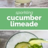 Cucumber Limeade collage with text bar in the middle.