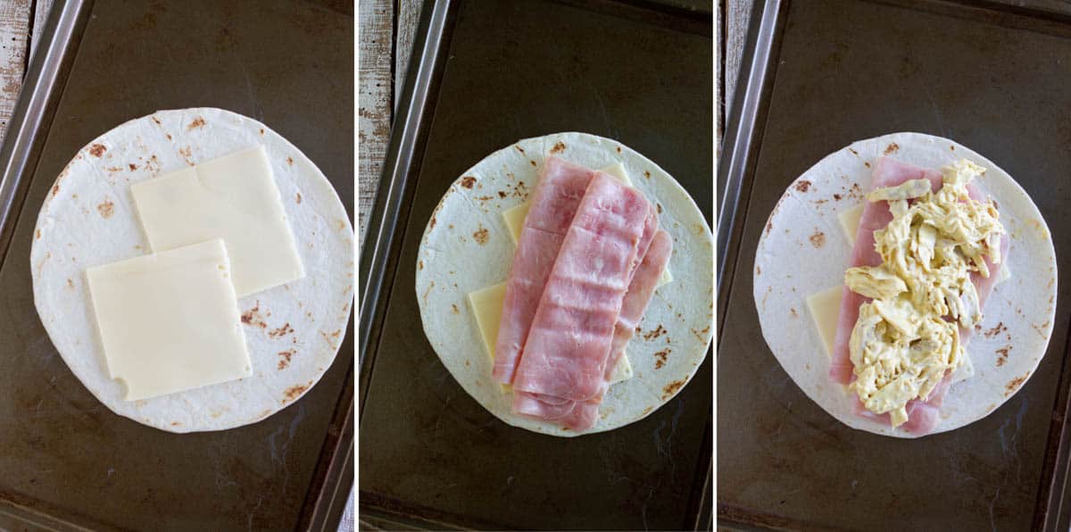 Steps to make Grilled Chicken Cordon Bleu Wraps.