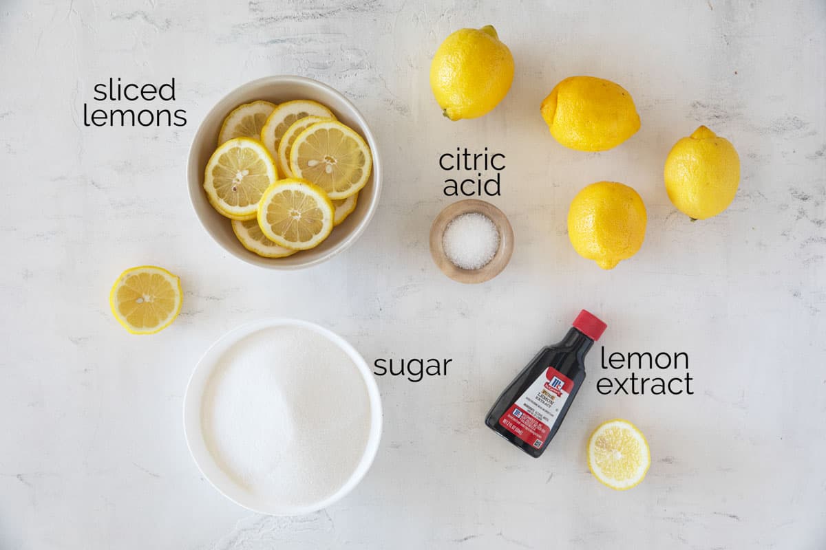 Ingredients for sweet lemon water.