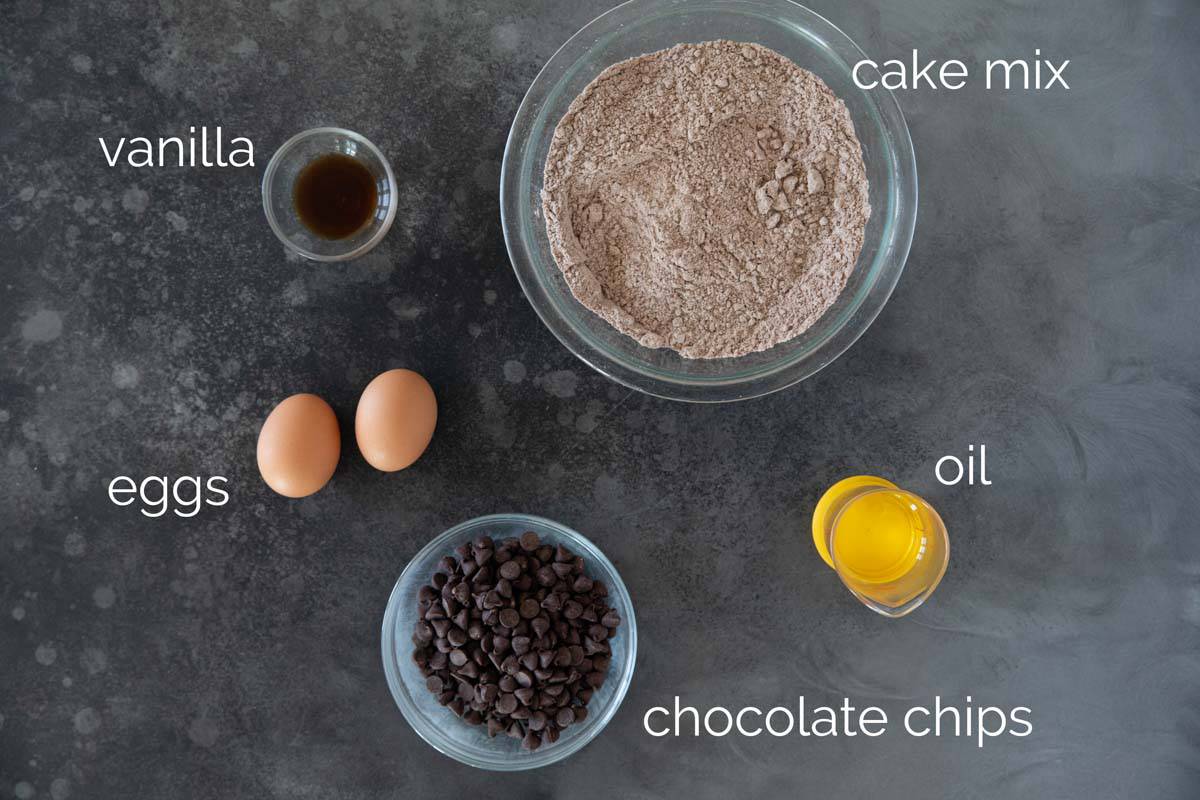 Ingredients for Cake Mix Brownies.