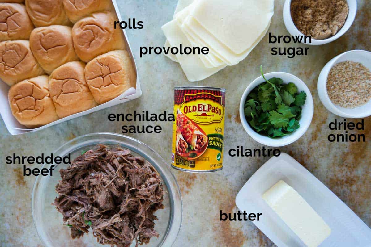 Ingredients to make Enchilada Beef Sliders.