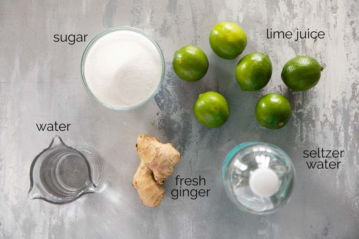 Ingredients to make Ginger Limeade.