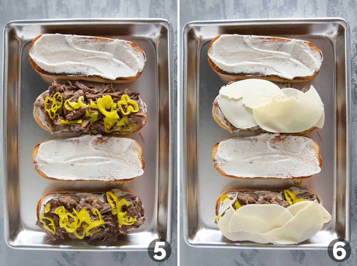 Assembling Italian Beef Sandwiches,