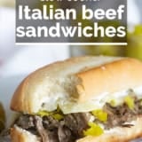 Italian Beef Sandwiches with text overlay.