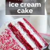 Red Velvet Ice Cream Cake with text overlay.