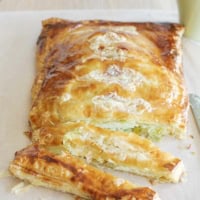 Puff Pastry Potato Pie cut into slices.