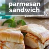 Baked Chicken Parmesan Sandwiches with text overlay.