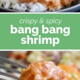 Bang Bang Shrimp collage with text overlay.