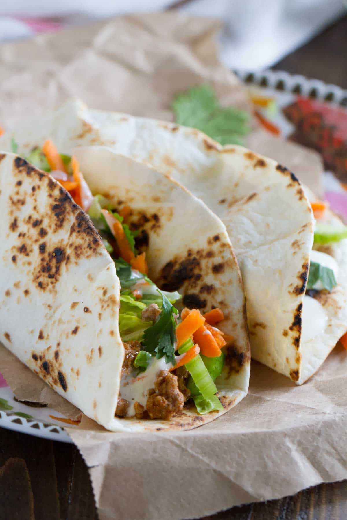 Buffalo Beef Taco Recipe with ground beef.