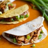 Honey Garlic Chicken Tacos made with soft and hard tortillas.