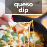 Mushroom and Chorizo Queso Dip with text overlay.