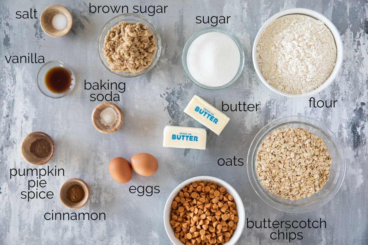 Ingredients to make Oatmeal Scotchies.