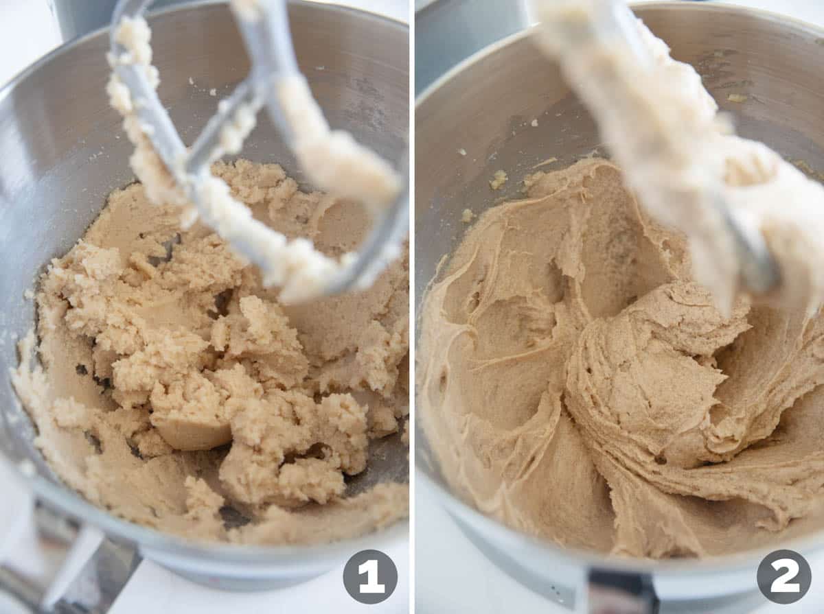 Mixing wet ingredients for cookies.