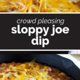 Sloppy Joe Dip collage with text bar in the middle.