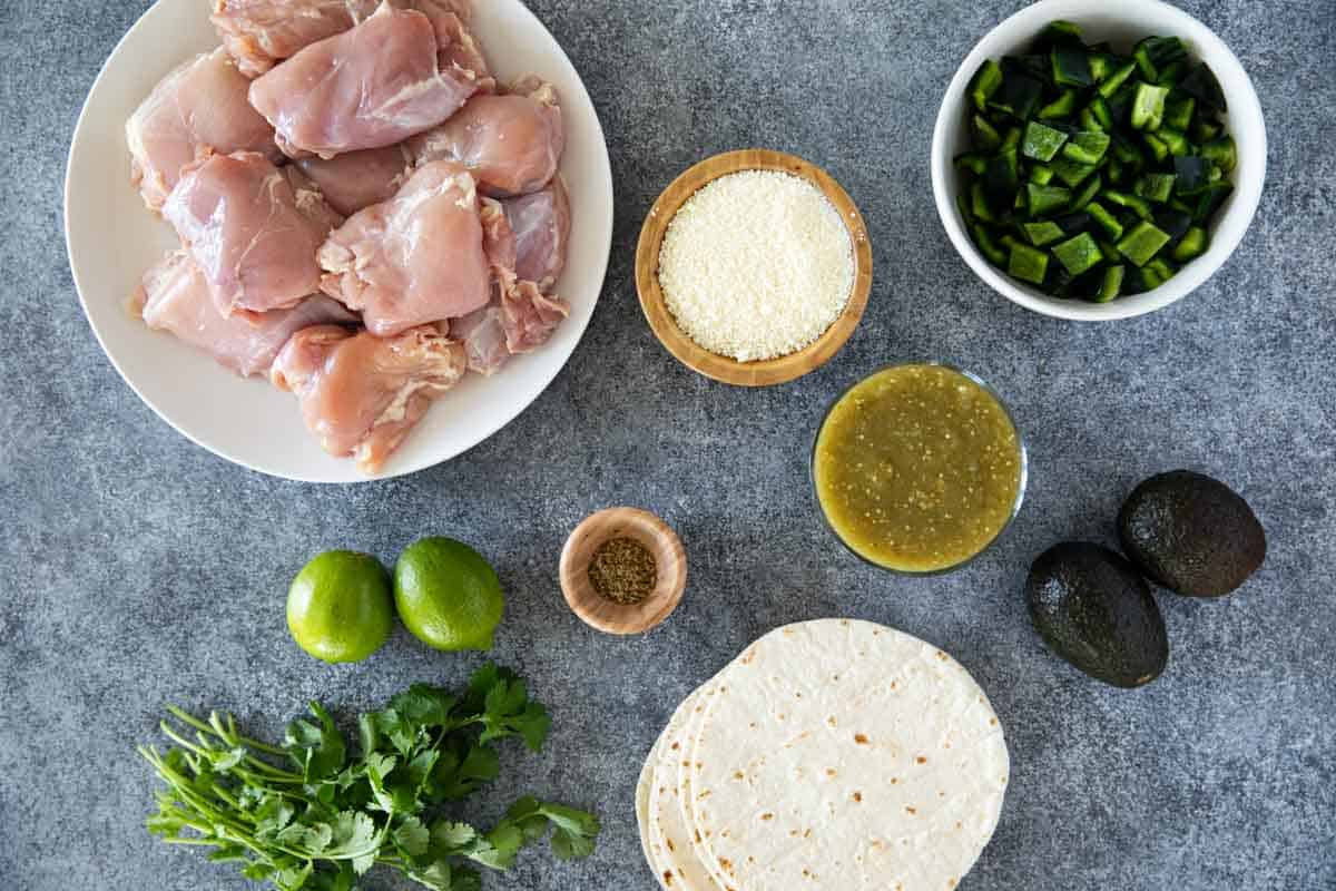 Ingredients for Slow Cooker Chicken Tacos.