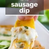 Spicy Sausage Dip with text overlay.