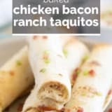 Baked Chicken Bacon Ranch Taquitos with text overlay.