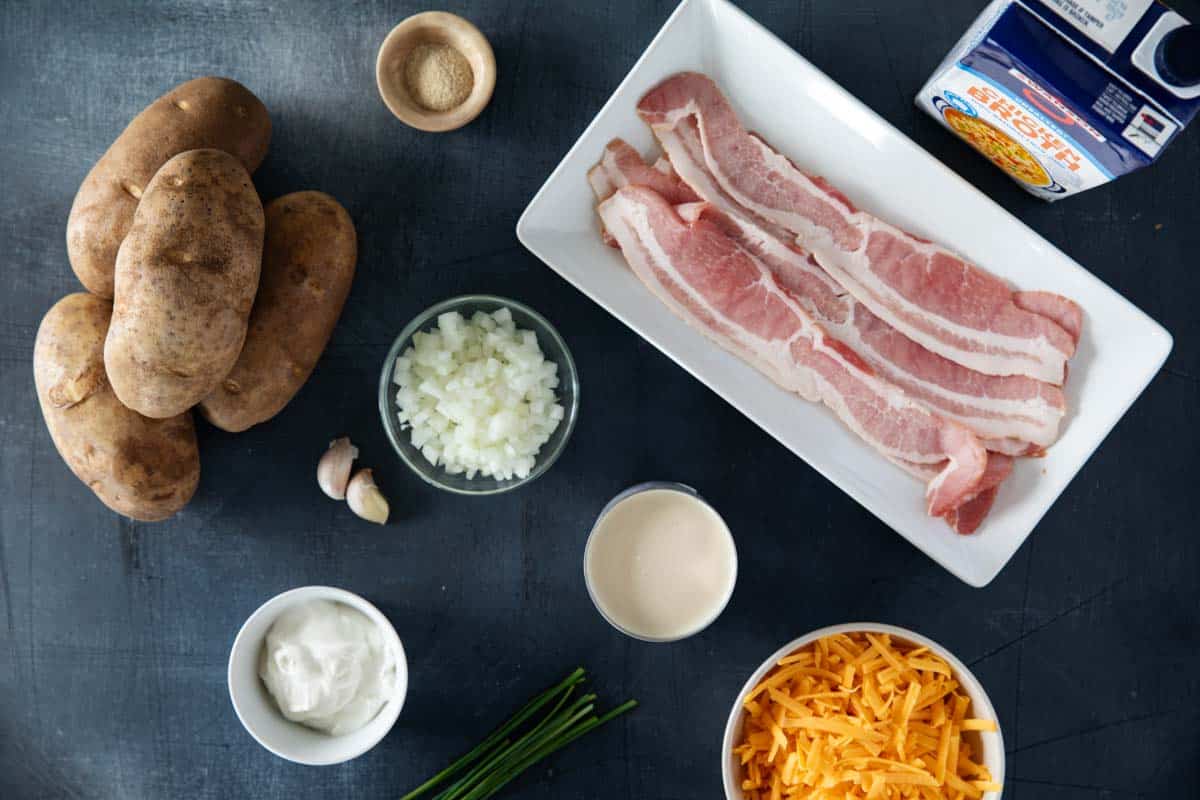 Ingredients for Baked Potato Soup.