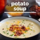 Baked Potato Soup with text overlay.