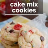 Banana Split Cake Mix Cookies with text overlay.