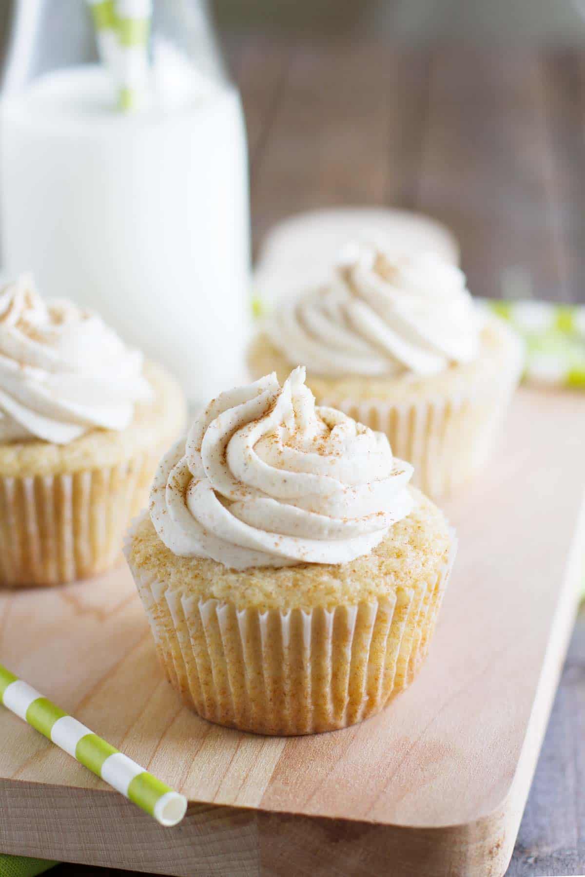 Chai Spiced Cupcakes on a cutting board.