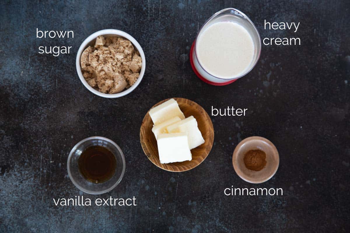 Ingredients to make Cinnamon Syrup.