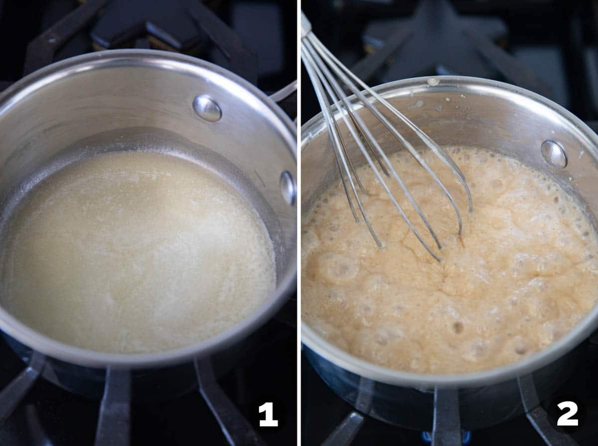 Making Cinnamon Syrup in a pot on the stove.