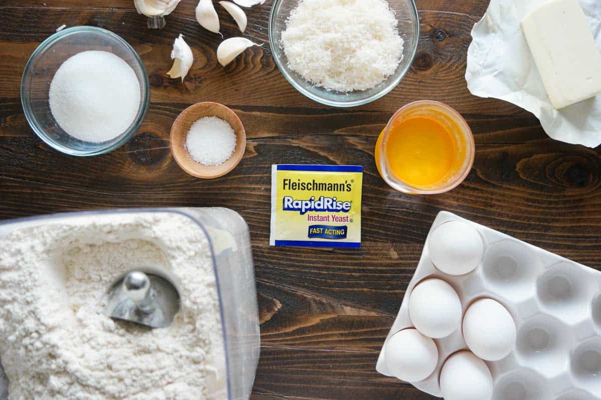 Ingredients for Garlic Parmesan Brioche Buns.