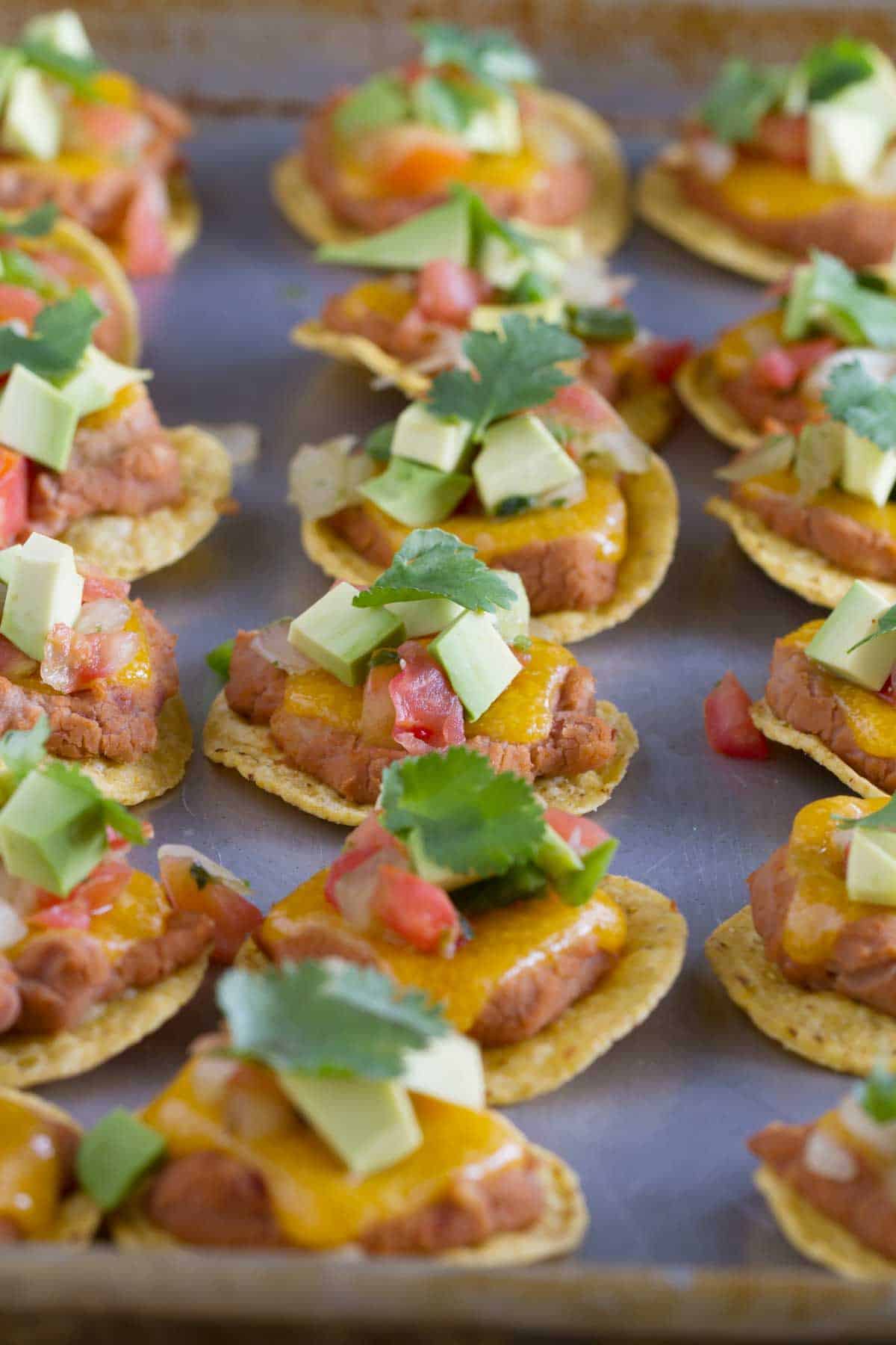 Nacho Bites on a baking sheet.