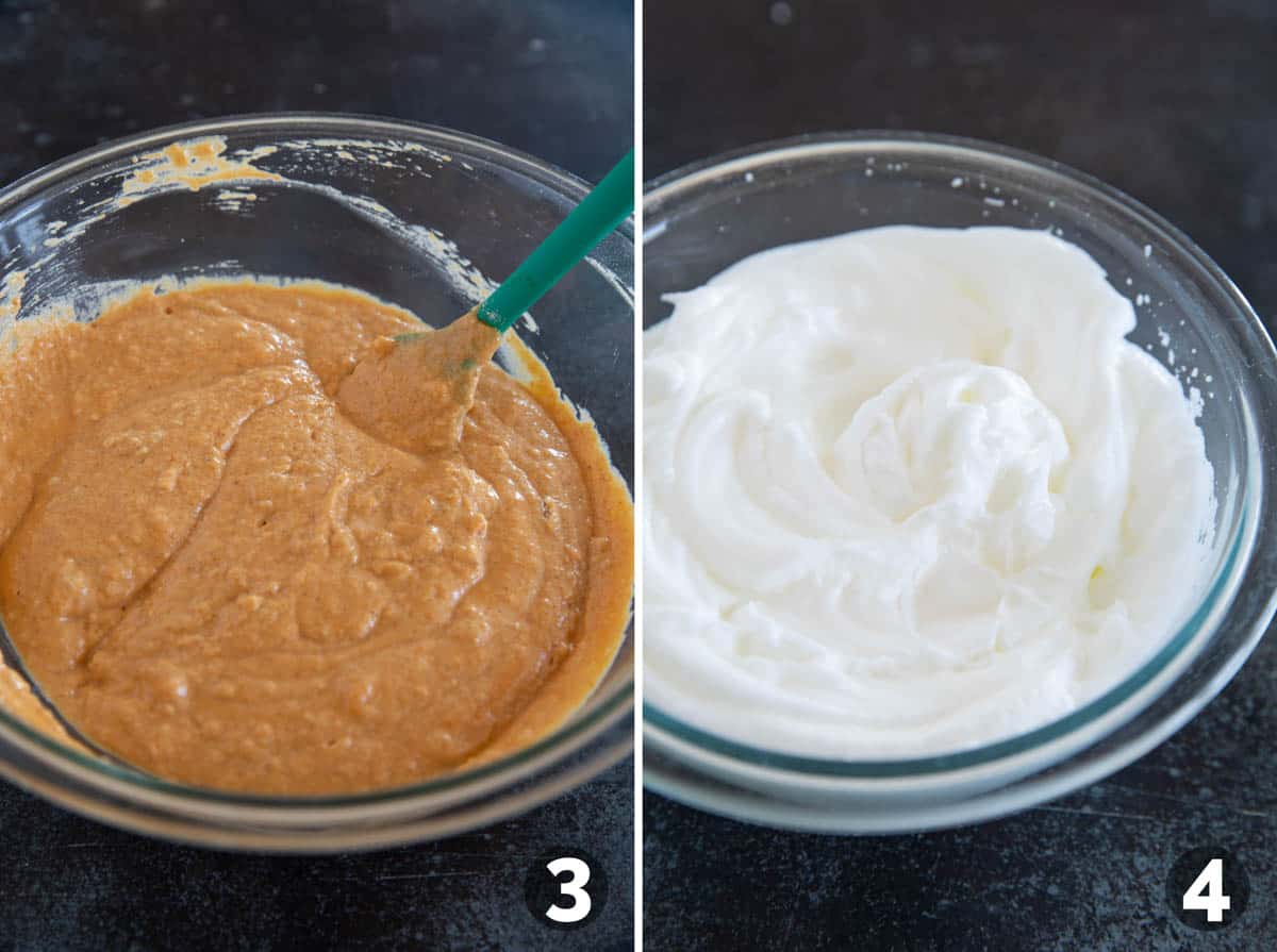 Making batter for pumpkin waffles.