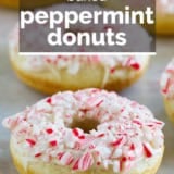 Baked Peppermint Donuts with text overlay.