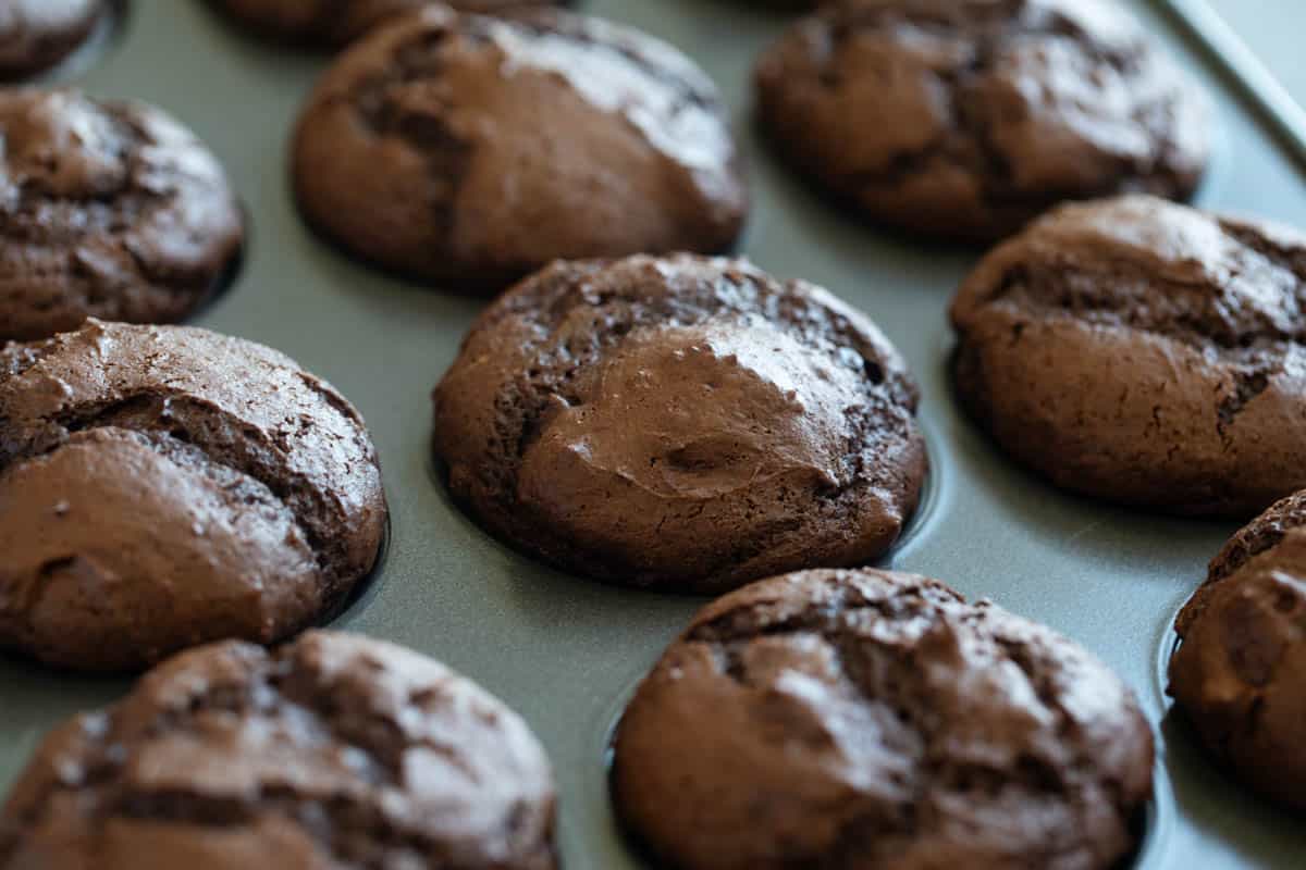 Cake Mix Muffins in a muffin tin.