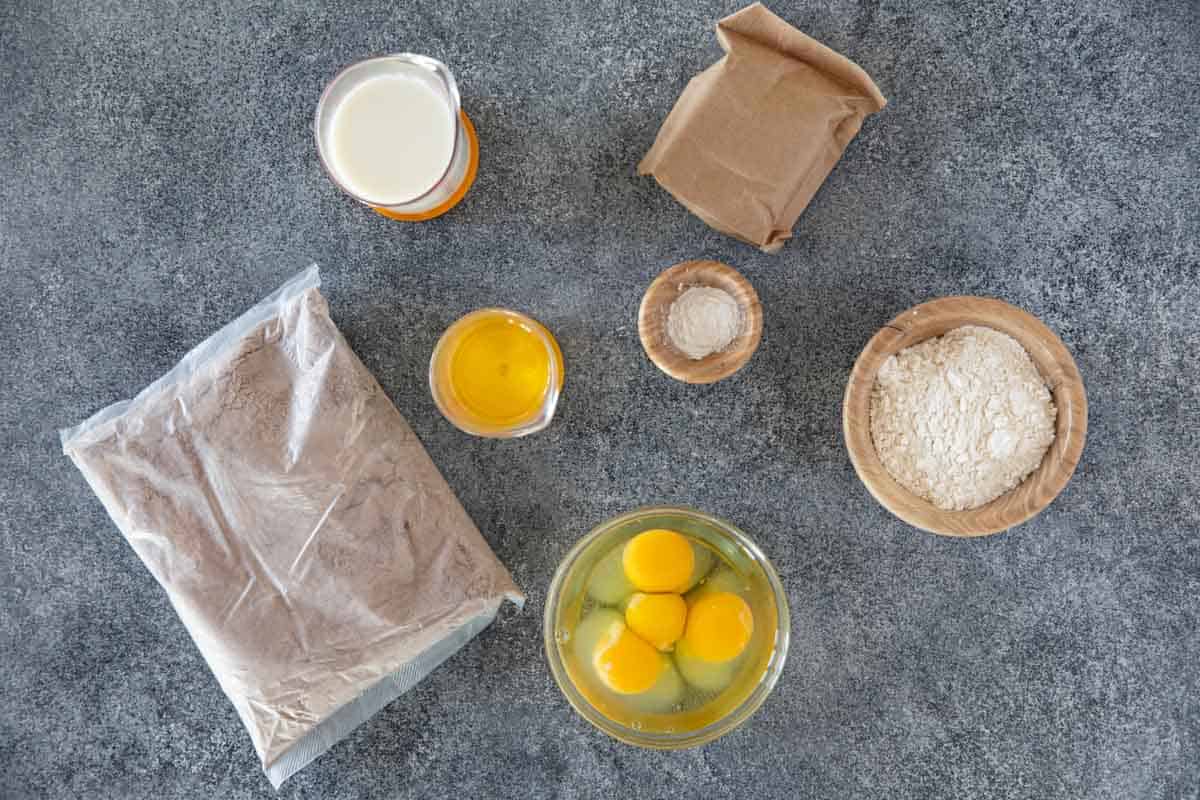 Ingredients to make Cake Mix Muffins.