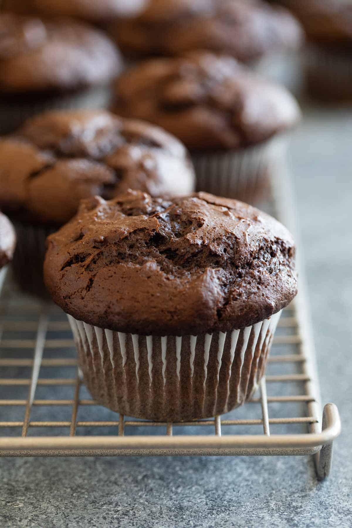 Cake Mix Muffins on a cooling rack.