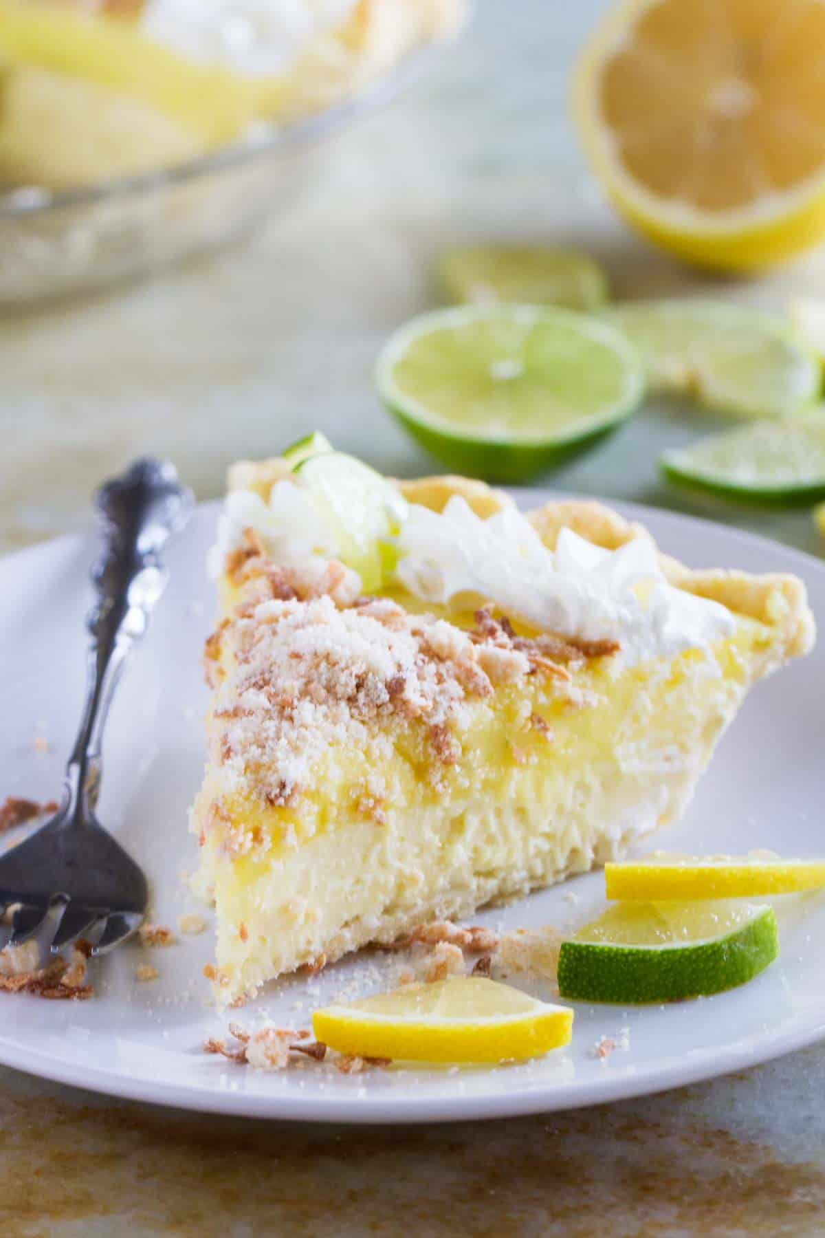 Slice of Caribbean Truffle Pie on a plate.